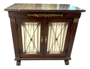 1990s Small Henredon Regency Marble Top Cabinet