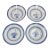 Jingdezhen Rice Eye Grain 8" Rimmed Bowls Blue & White Chrysanthemum 4pc Set For Sale