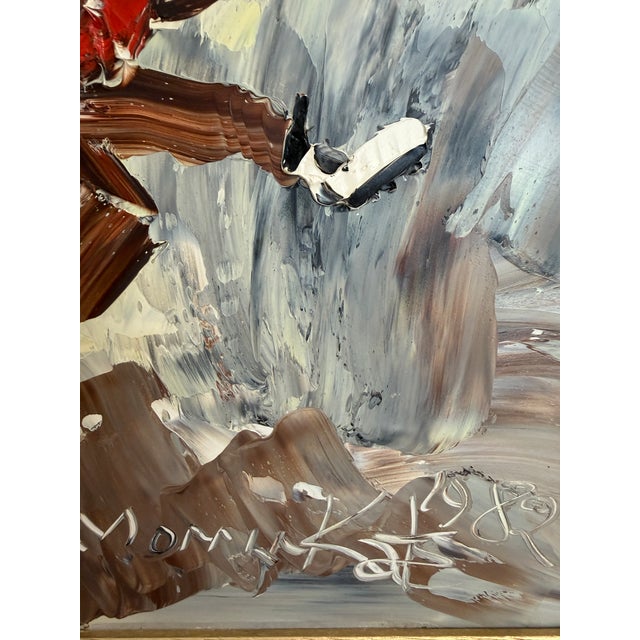 Figurative 1982 Morris Katz (1931–2010) Original Oil Painting Clown Impasto Palette Knife For Sale - Image 3 of 12