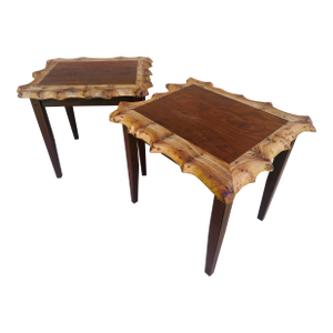 Hand Crafted Outdoor Side Tables Made of Rare Wood