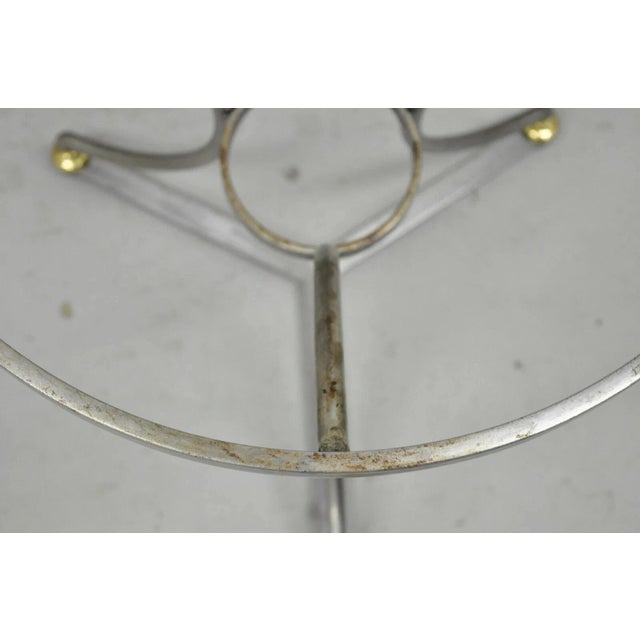Metal Italian Neoclassical Maison Jansen Style Steel & Brass Round End Tables - A Pair For Sale - Image 7 of 12