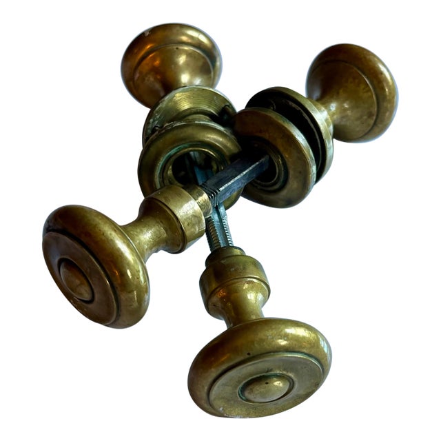 Antique 19th Century Small Size Brass Door Knobs - A Pair For Sale