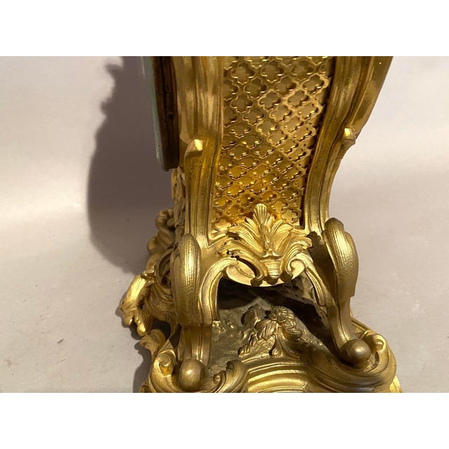 1850s A. Thomas Louis XV Gilt Bronze Mantel Clock For Sale - Image 4 of 18