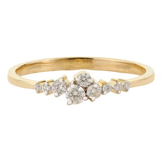 Modernist Natural Diamond Cluster Stacking Ring Size 4 in 14k Yellow Gold For Sale