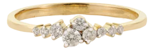 Modernist Natural Diamond Cluster Stacking Ring Size 4 in 14k Yellow Gold
