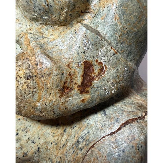 1980s Gigantic Carved Christensen Soapstone Stone Eskimo Inuit Canadian Art Sculpture For Sale - Image 11 of 18