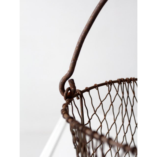 Antique Handmade Wire Gathering Basket For Sale - Image 6 of 13