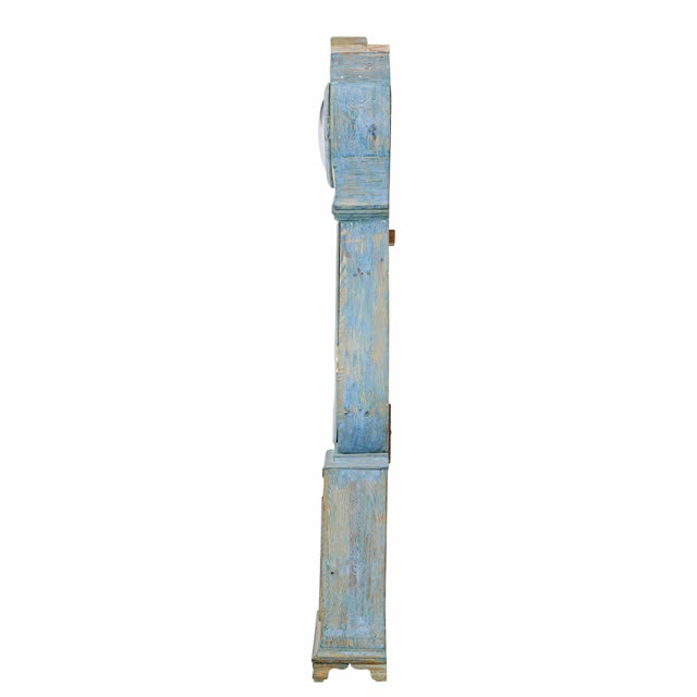 Rustic Mid 19th Century Swedish Pine Long Case Mora Clock, 1850s For Sale - Image 3 of 15