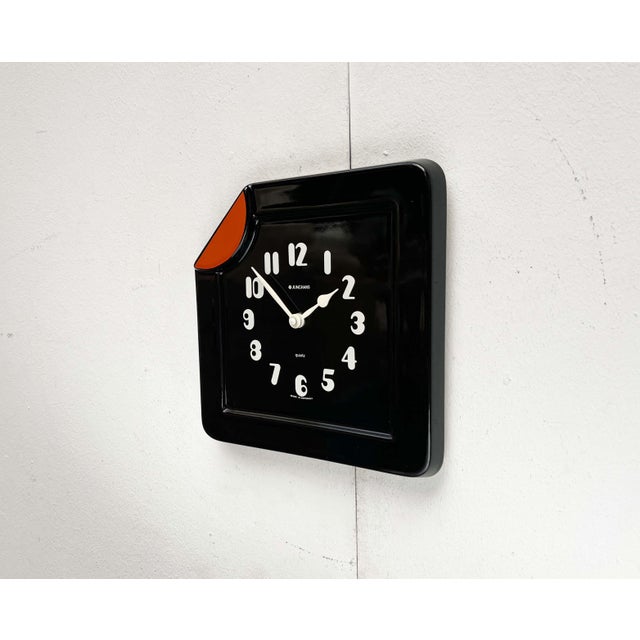 Black Vintage German Ceramic Wall Clock from Junghans, 1970s For Sale - Image 8 of 18