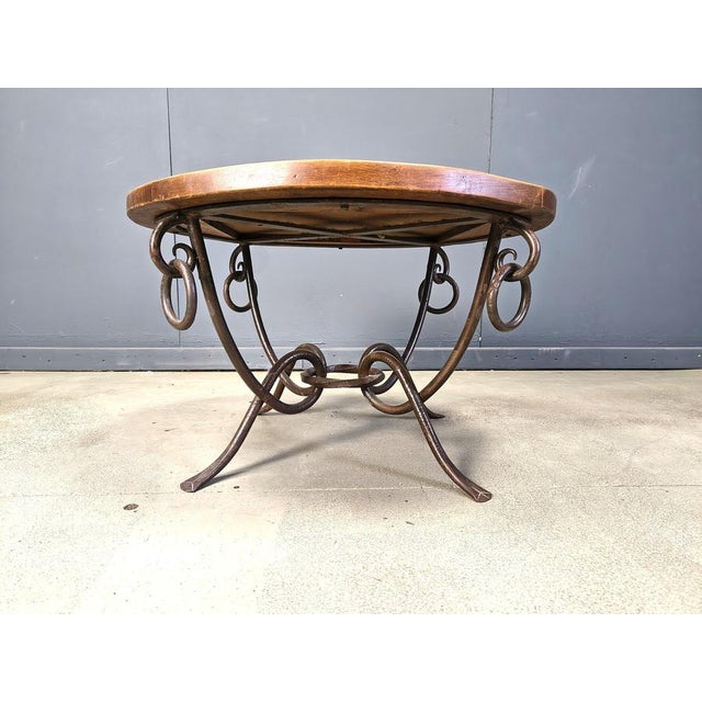 Wood Wrought Iron Coffee Table by René Drouet, 1940s For Sale - Image 7 of 10