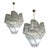 Italian Quadriedri Gold Metal Frame Murano Chandeliers, Set of 2 For Sale