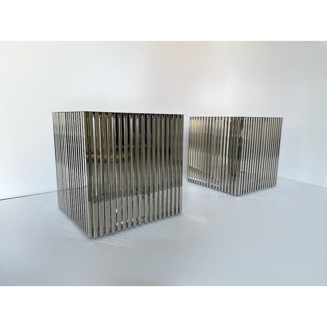 Silver Cubic Tables in Chromed Metal, 1970s, Set of 2 For Sale - Image 8 of 8