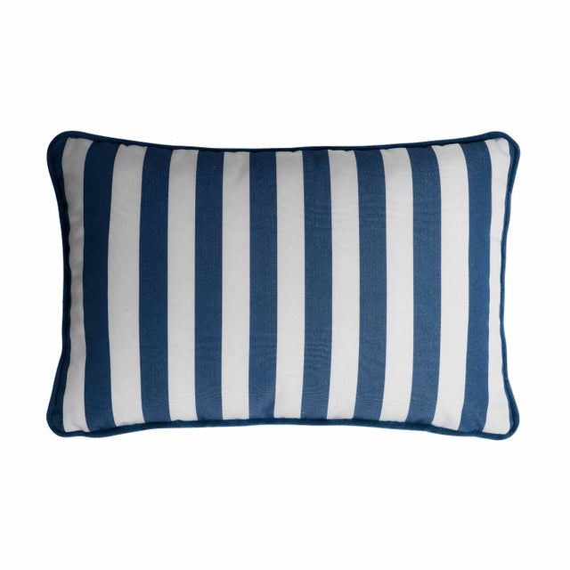 Contemporary Couple Striped Outdoor Happy Cushion Cover from Lo Decor, Set of 2 For Sale - Image 3 of 4
