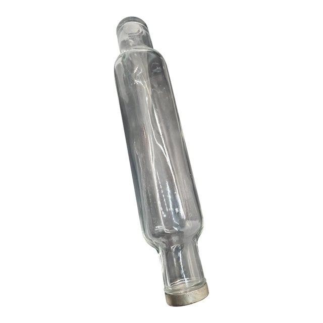 Antique Clear Glass Hollow Rolling Pin For Sale