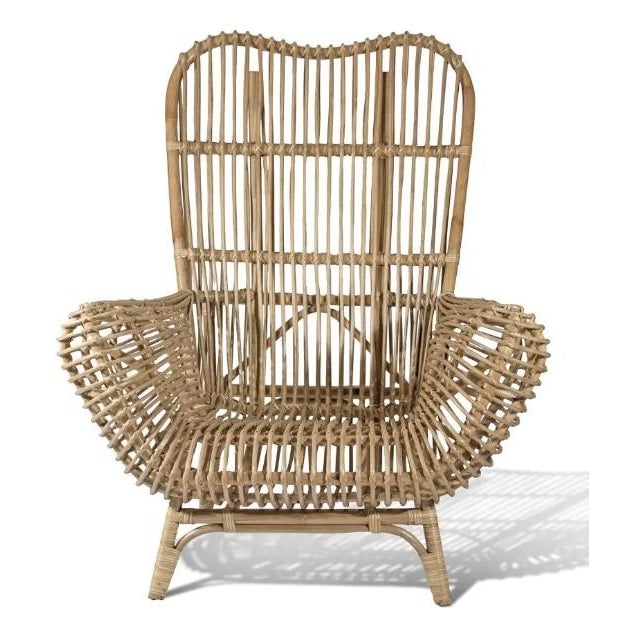 Florida Regency Rattan Arm Chair With Cushions For Sale - Image 4 of 5