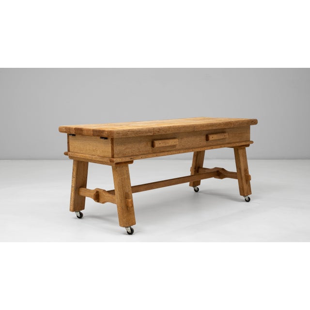 Wood Mid 20th Century French Oak Bar Table With Hidden Storage For Sale - Image 7 of 18