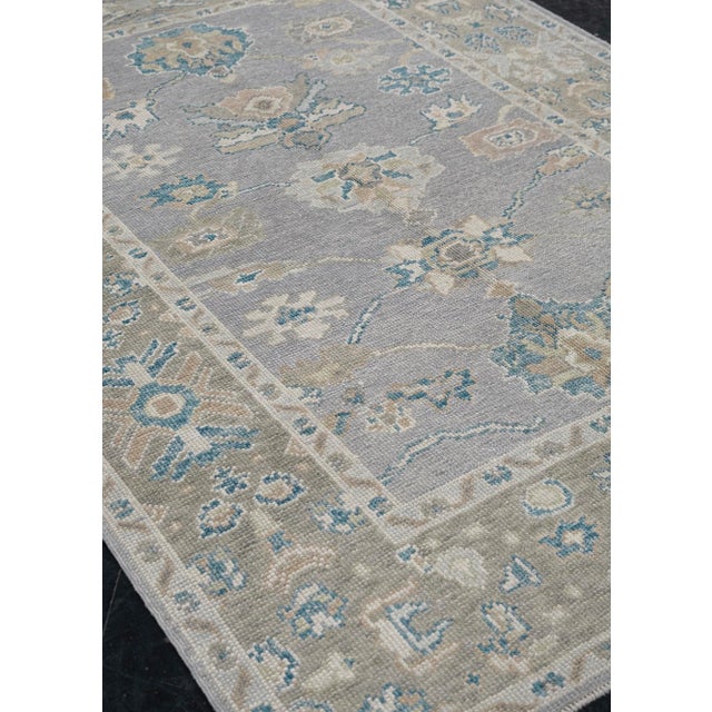 Turkish Oushak Rug Gray, Blue, Beige & Cream Handwoven Wool Rug 5'1" X 7'2" For Sale - Image 4 of 11