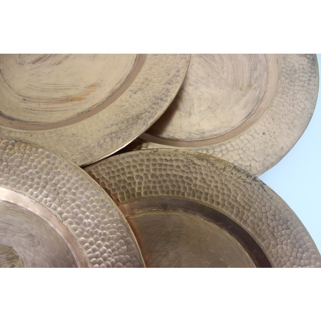 Vintage Hammered Copper Chargers With Patina, Set of 6 For Sale - Image 6 of 11