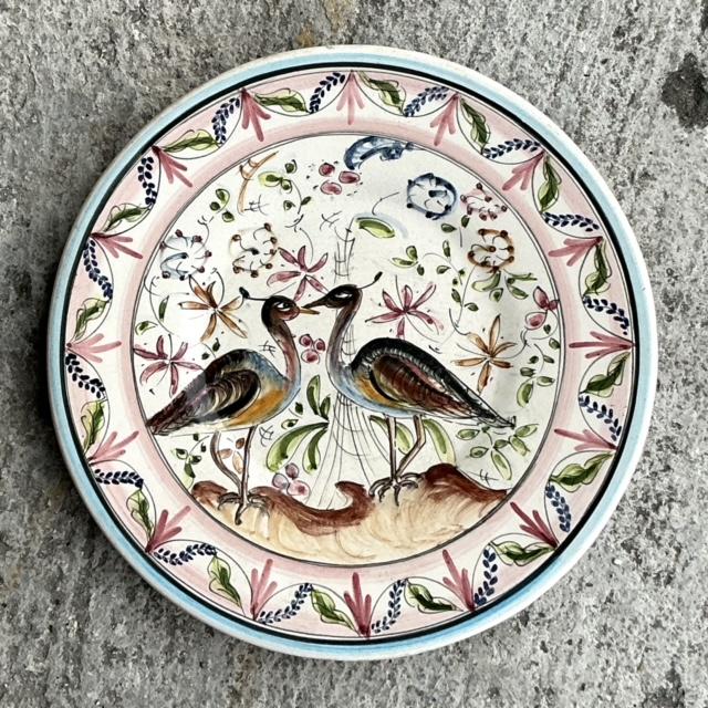 Enhance your decor with this vintage boho Portuguese hand-painted plate featuring a beautifully detailed quail. Crafted...