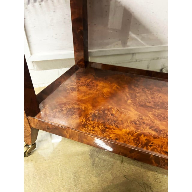 Burlwood 2-Tier Side Table- Karl Springer “Telephone Table” Style For Sale In New York - Image 6 of 8