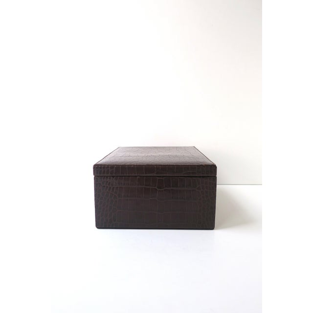 Leather Jewelry Box Crocodile Style, Ralph Lauren Style, Circa 1990s For Sale - Image 12 of 15
