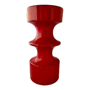 1970s German Carl Zalloni Red Pottery Candleholder Unmarked