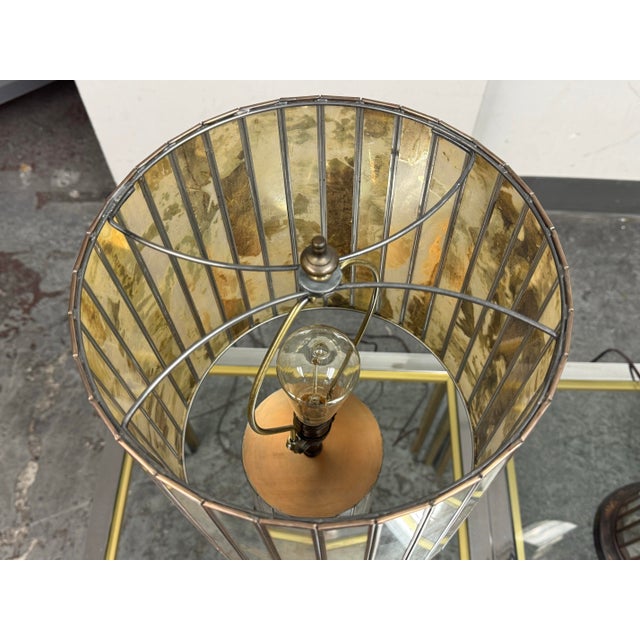 Metal Ken Fulk Art Deco Inspired Antiqued Mirrored + Bronze-Tone Metal Table Lamps, Pair For Sale - Image 7 of 12