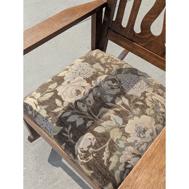 Brown Early 20th Century Arts and Crafts Mission Oak Rocking Chair For Sale - Image 8 of 9