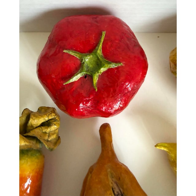 Set of 14 Vintage Hand-Painted Papier-Mâché Vegetable Collection For Sale - Image 4 of 9