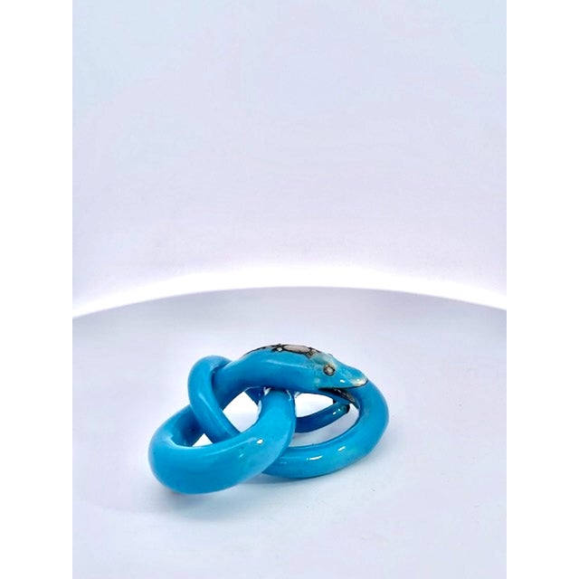 Antique Circa 1890 Enamel Diamond Snake Brooch, 38.4g Gold, Blue For Sale - Image 9 of 9