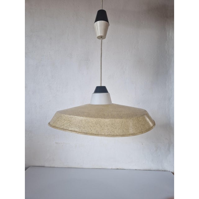 Cream Fiberglass Pendant Lamp by Louis Kalff for Philips, 1950s For Sale - Image 8 of 14