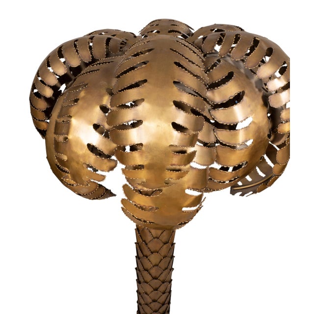 Large Maison Jansen Brass Palm Tree Lamp For Sale - Image 9 of 10