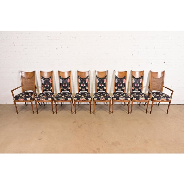 Mid-Century Modern William Doezema for Mastercraft Mid-Century Modern Hollywood Regency Burl Wood Dining Chairs, Set of Eight For Sale - Image 3 of 12
