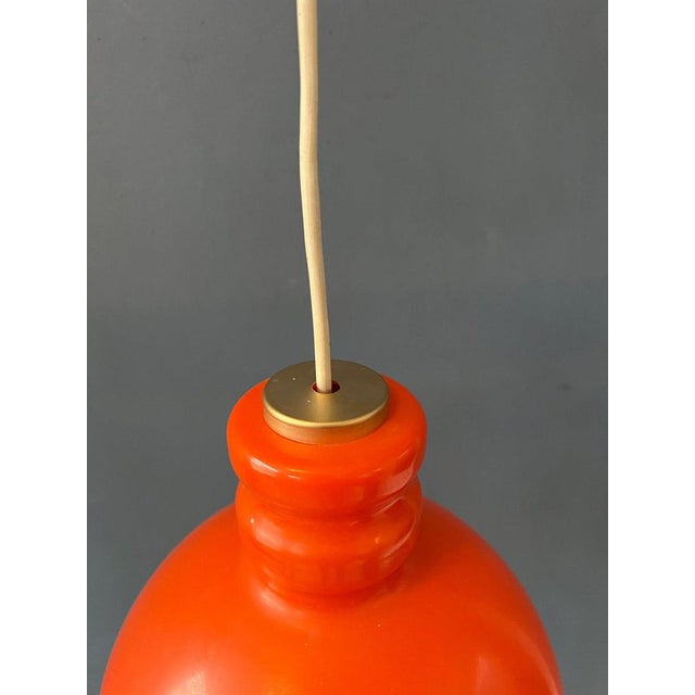 Mid-Century Modern Orange and White Glass Pendant Lamp from Peill & Putzler For Sale - Image 9 of 11