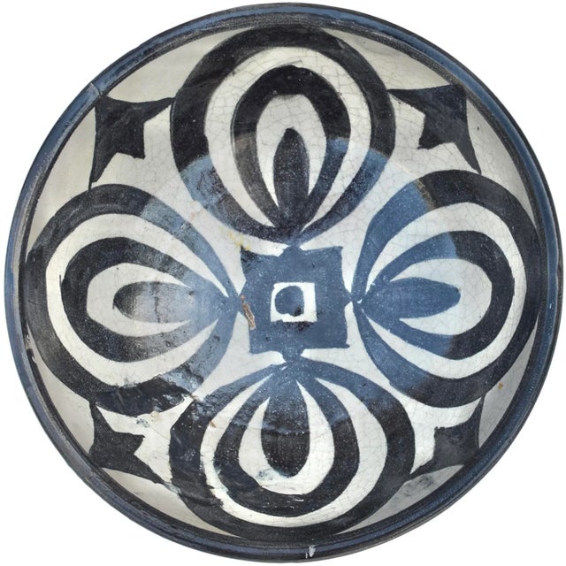 One-of-a-kind antique handcrafted and glazed Moroccan ceramic Bowl from Sefrou. Featuring an elaborate hand-painted fine...