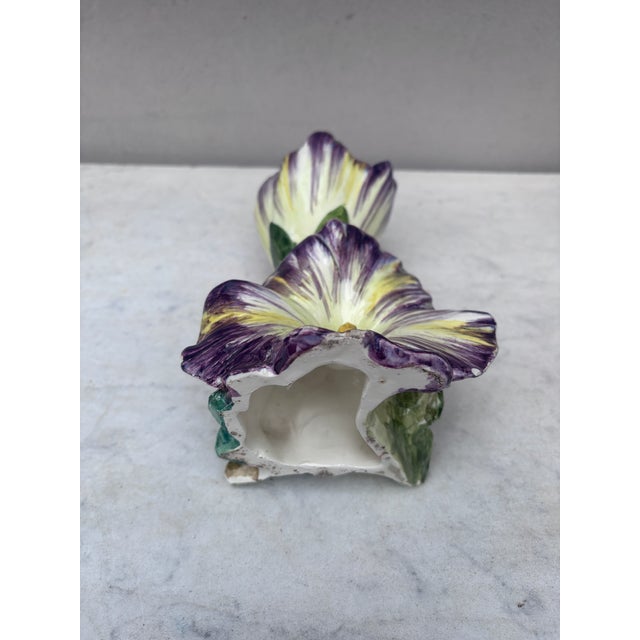 Purple 19th Century French Majolica Purple Flower Delphin Massier For Sale - Image 8 of 8