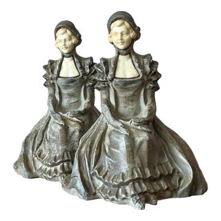 Vintage Boho Metal Lady Bookends - Set of 2 For Sale