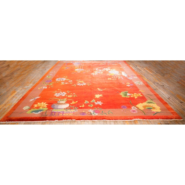 1920 Chinese - Art Deco Rug 9' 11"x13' 8" The Antique Chinese Art Deco Carpet is a circa 1920s piece characterized by a...