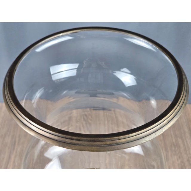Metal 1990s 23.5" Castilian Imports Solid Brass Scroll & Glass Hurricane Candle Holder For Sale - Image 7 of 15