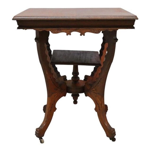 Antique Rj Horner Attr. Chip Carved Oak Table With Casters C1920 For Sale - Image 10 of 11