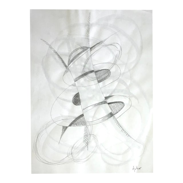 Abstract Drawing in Graphite and Watercolor "Inter Dimensional Vortex" by CL Auker For Sale
