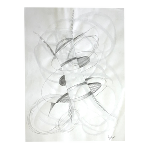 "Inter Dimensional Vortex" Abstract Drawing in Graphite and Watercolor by CL Auker