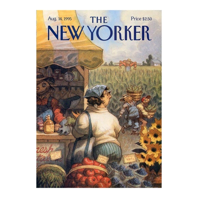 1995 Vintage New Yorker Cover, August 14 (Peter De Seve), Original New Yorker Magazine Cover, Farmers Market For Sale