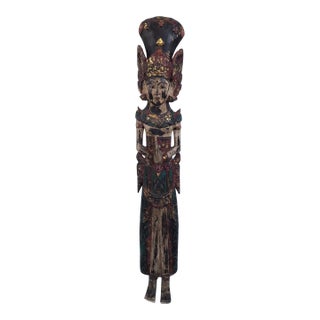 Large Early 20th Century Asian Buddhist Figure, Carved Wood With Weathered Polychrome For Sale