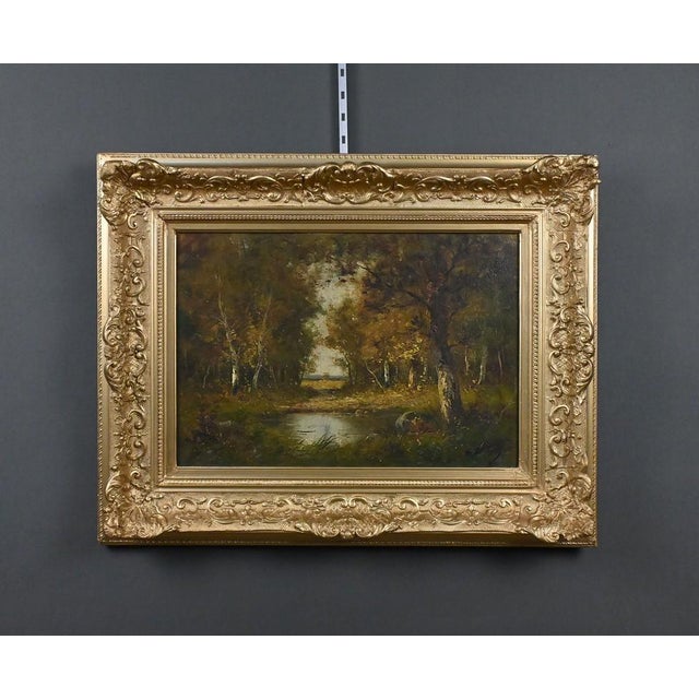 Salvignac, Pond Under the Woods, Early 20th Century, Oil on Canvas, Framed For Sale - Image 11 of 18