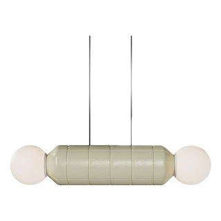 Modern Horizontal Pendant Light With Ceramic Base – Yellow – Handcrafted For Sale