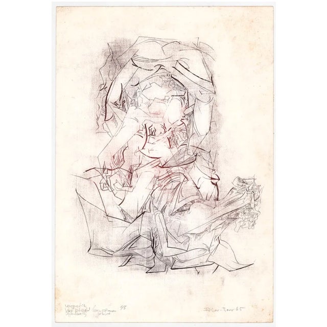 Mixed media lithograph by German artist Hella Fischer-Thorer (1928 - 1978). Signed, inscribed and numbered 1 of 5.