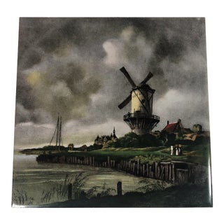 Vintage 1970s Hand Painted Holland Tile or Trivet For Sale