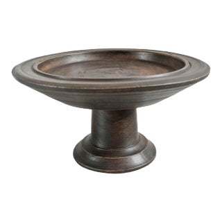 Mid 20th Century Vintage Java Wood Pedestal Tray Medium For Sale