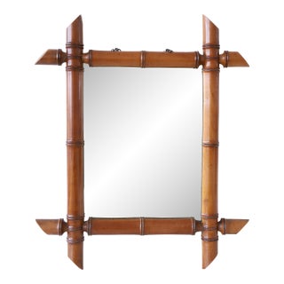 1920s French Faux Bamboo/ Rattan Mirror For Sale